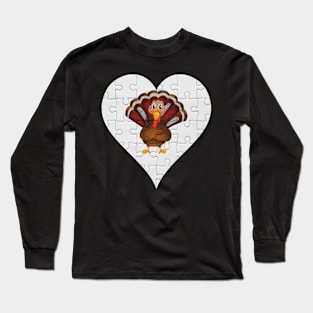 Jigsaw  Turkey Heart Design - Farm Animals Turkey Long Sleeve T-Shirt